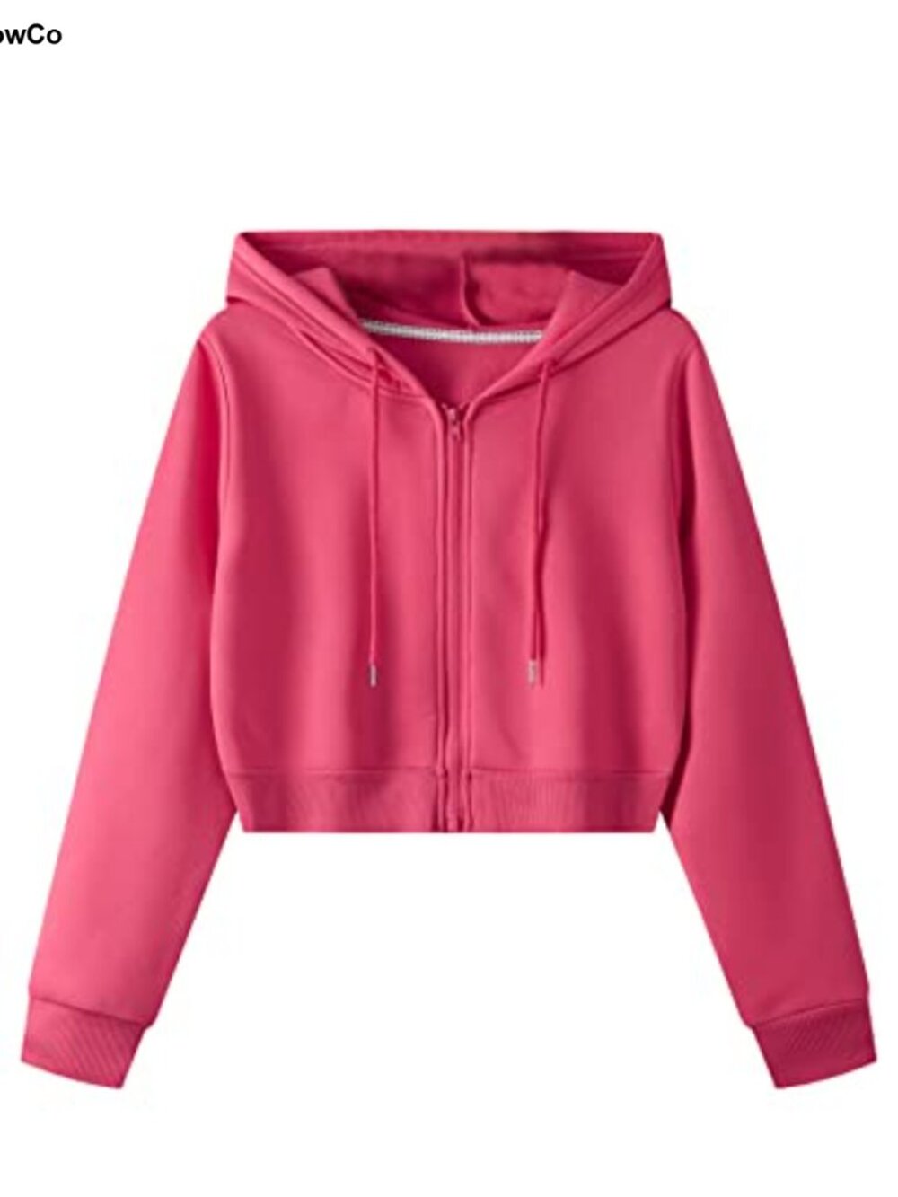 Women's Cropped Full Zip Hoodie Long Sleeve Drawstring Warm Lined